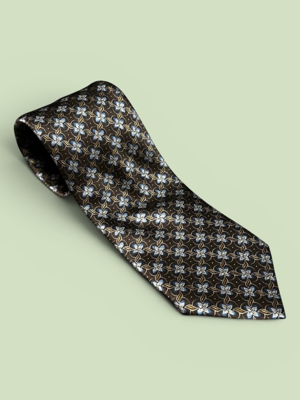 Brioni Neck Tie 100% Silk 59x4 Geometric Flowers Made in Italy
